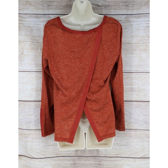 Mur Mur Womens Size Small Burnout Open Back Long Sleeve Top Shirt Rust Red - Picture 6 of 9